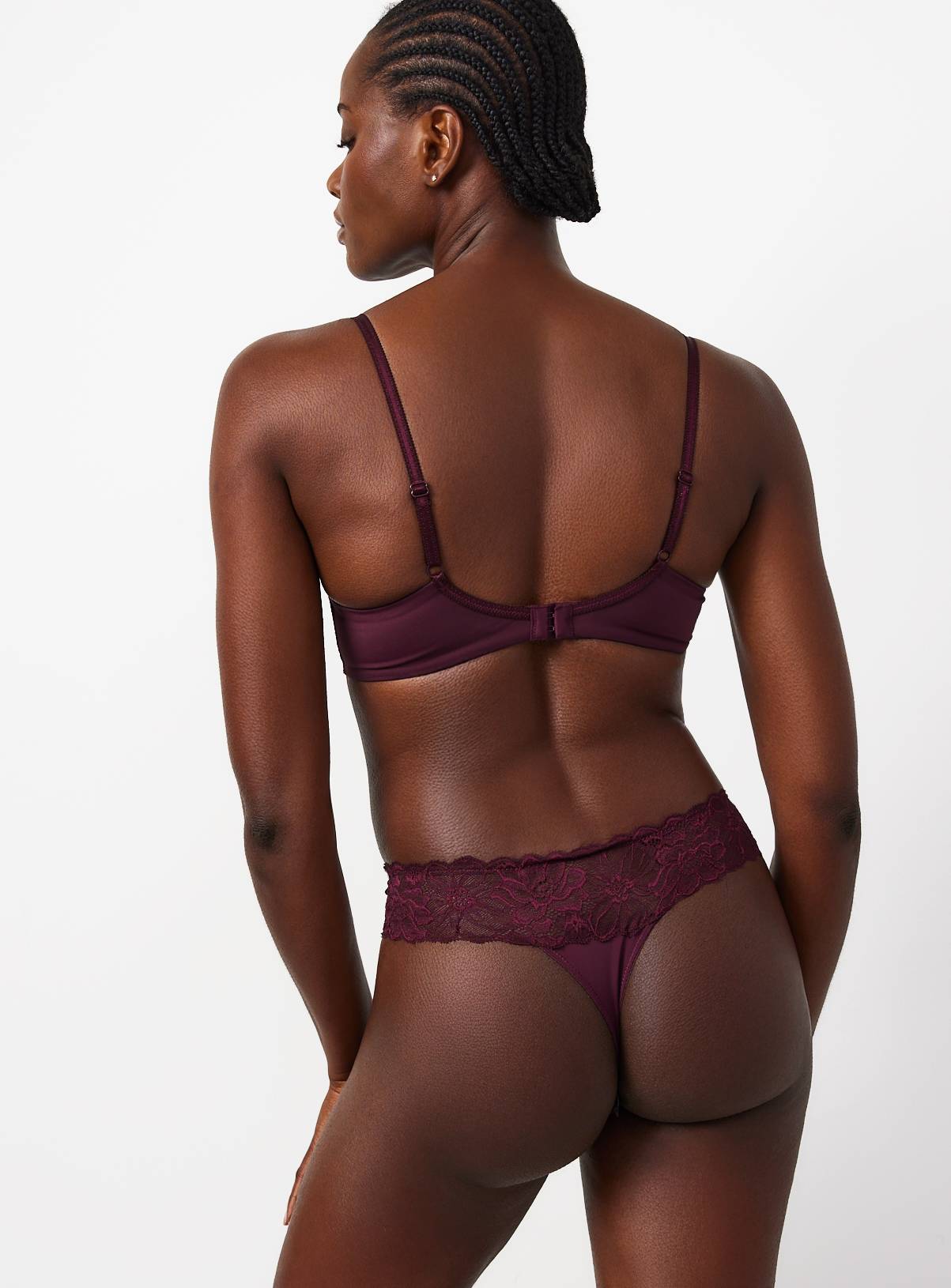 Dark Red Fleur Lace Thong 14 - Image 4